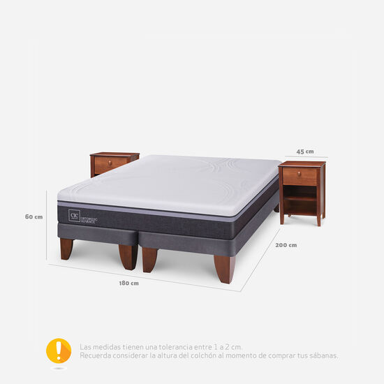 Cama Europea King Ortopedic Advance + Veladores Torino Caramel