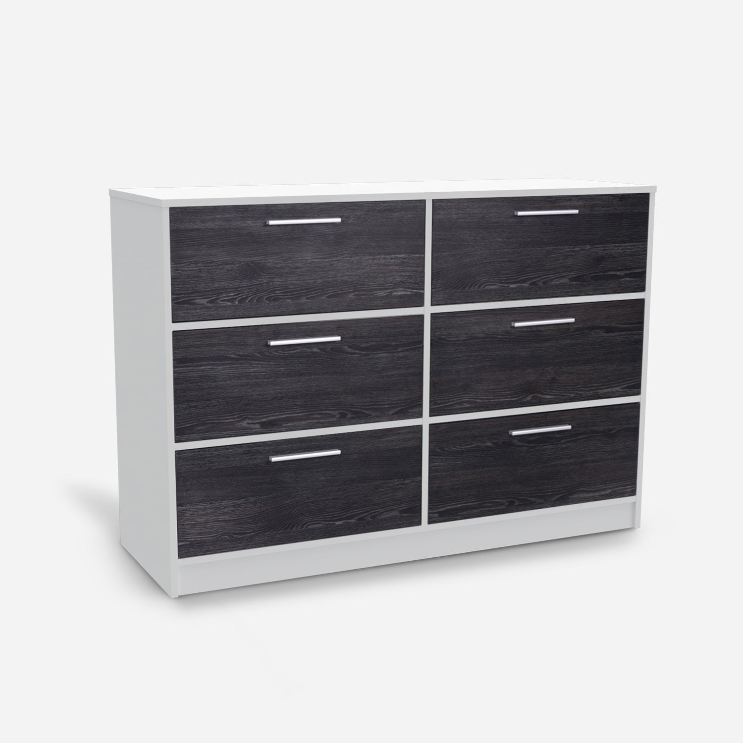 C&oacute;moda 6 Cajones Roble Antracita Blanco