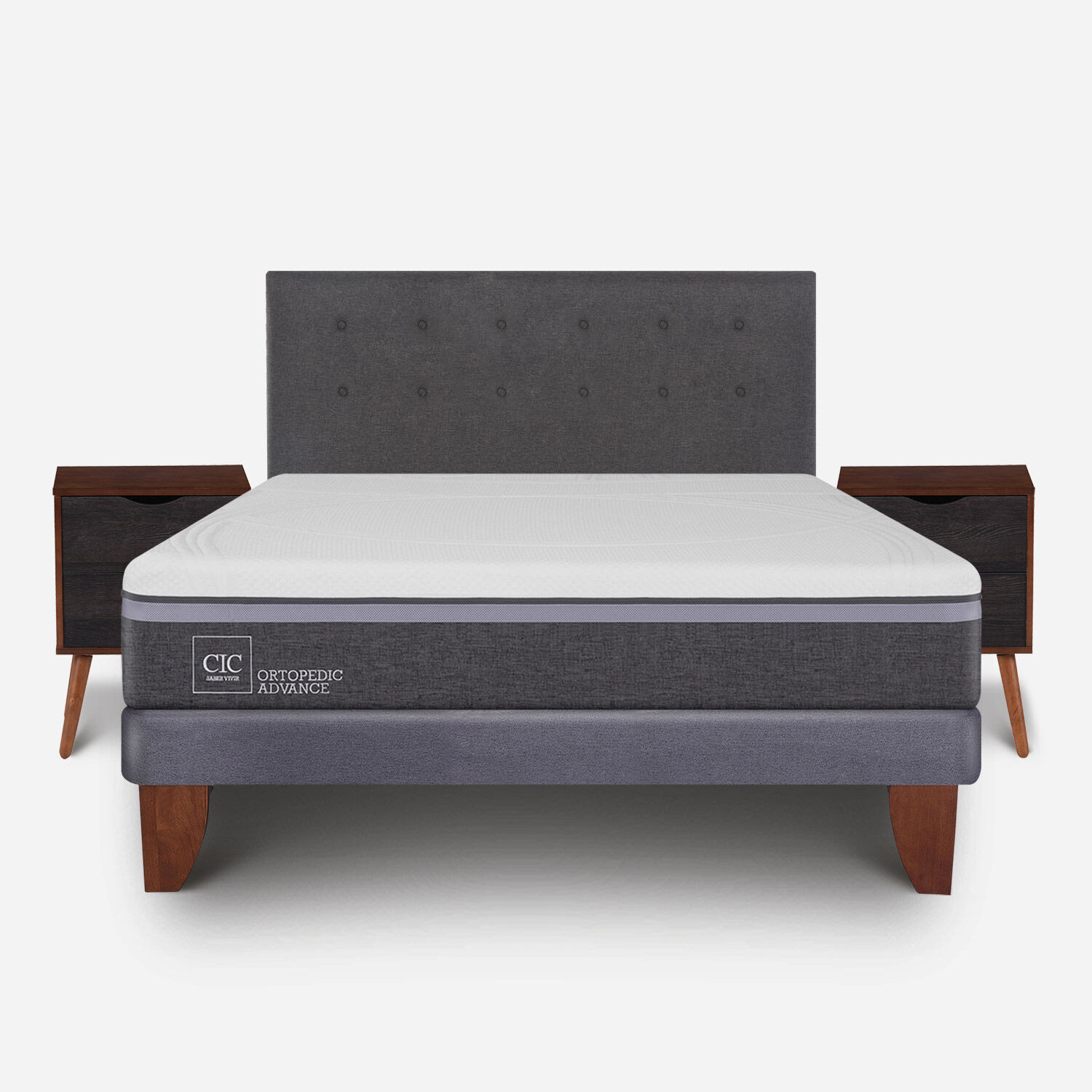 Cama Europea 2 Plazas Ortopedic Advance Base Normal + Set Éufrates