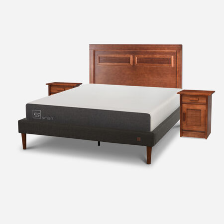 Cama Europea Curve 2 Plazas Smart + Set Mil&aacute;n Caramel