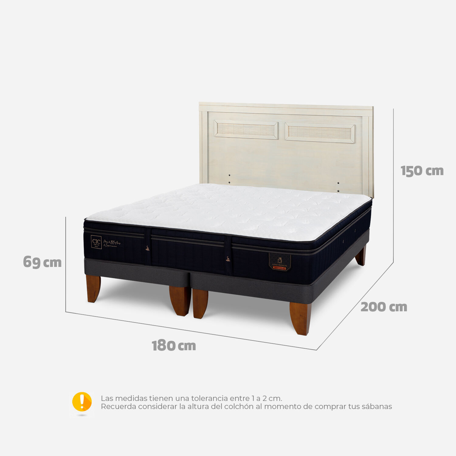 Cama Europea King Super Premium + Respaldo Mil&aacute;n Alpino