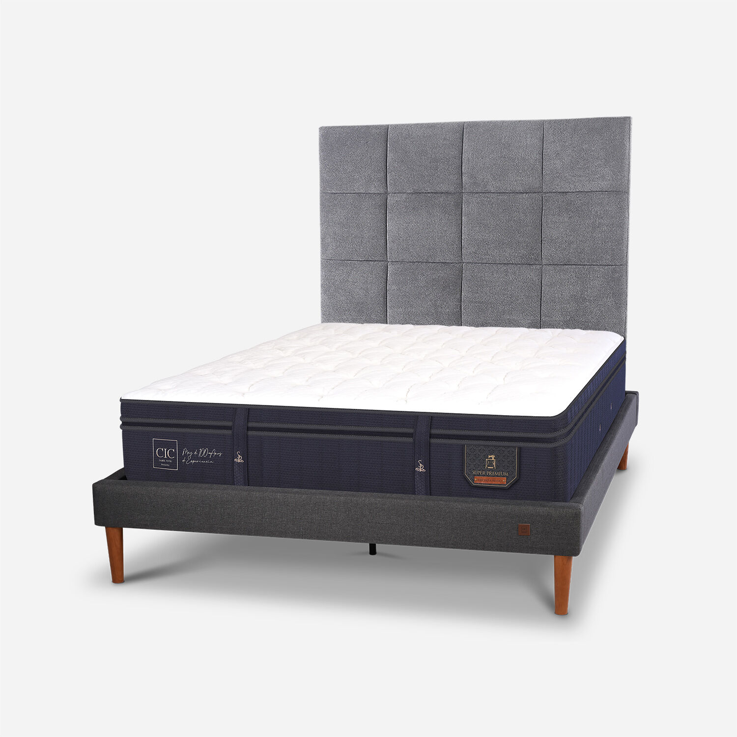 Cama Europea Curve 2 Plazas Super Premium + Respaldo T&aacute;mesis