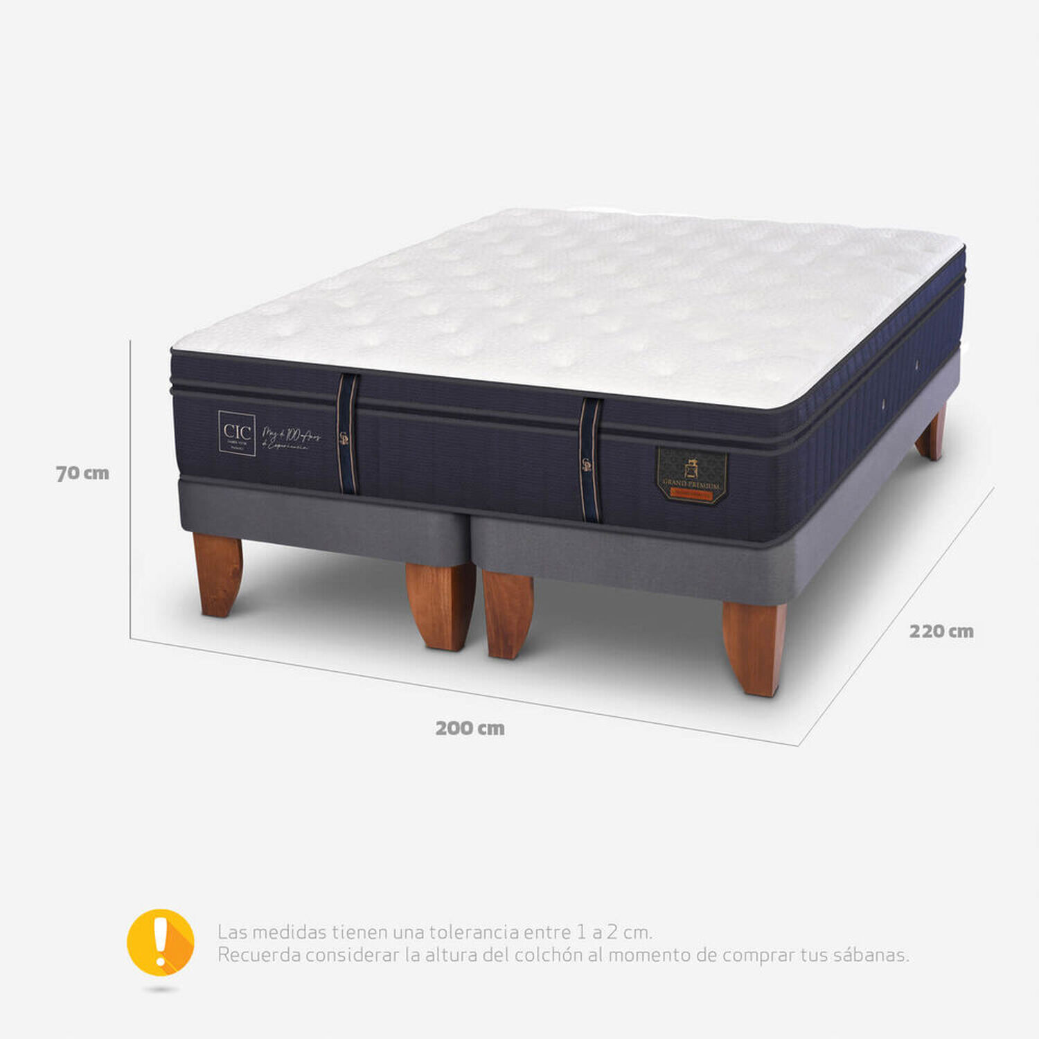 Cama Europea Super King Grand Premium Largo 2.20
