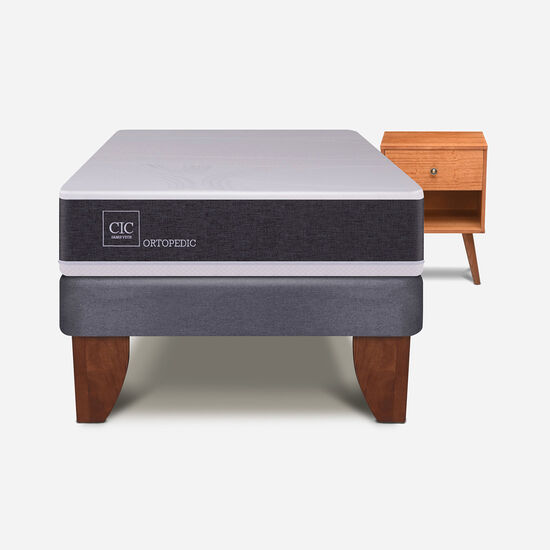 Cama Europea 1.5 Plazas Ortopedic + Velador New Gales