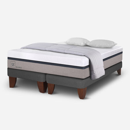 Cama Europea 2 Plazas Balance Base Dividida + Almohadas + Plum&oacute;n