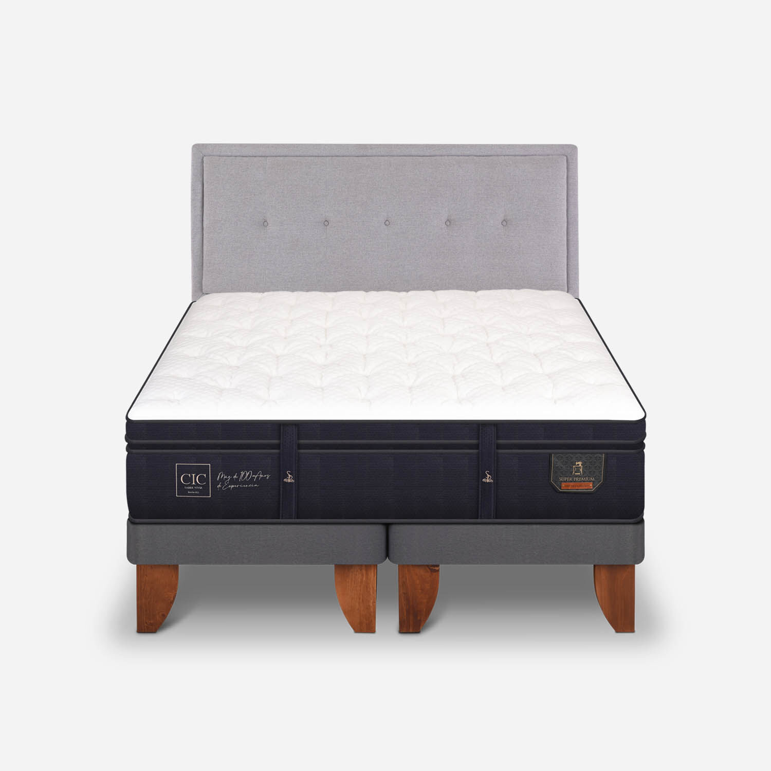 Cama Europea King Super Premium + Respaldo Ganges