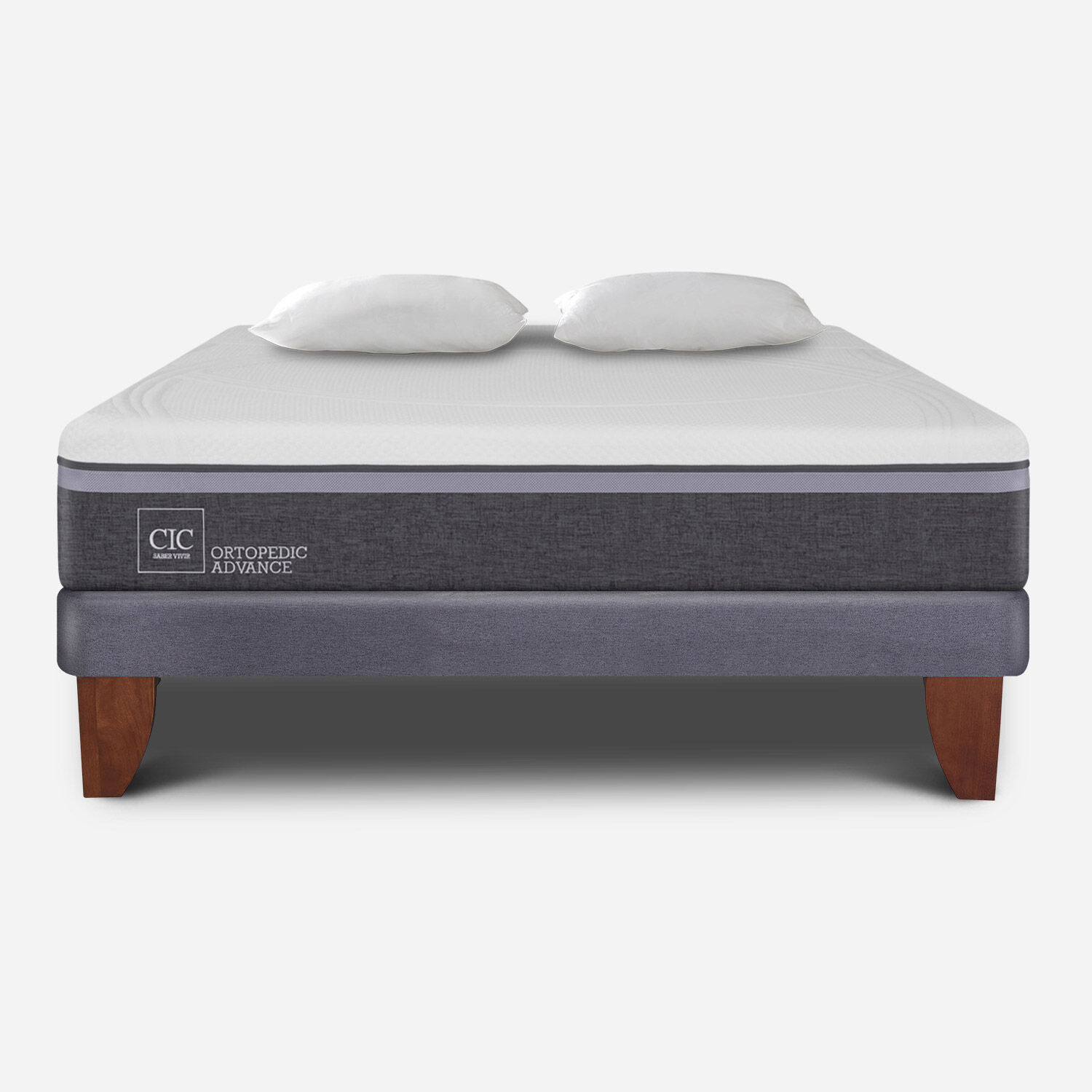 Cama Europea 2 Plazas Ortopedic Advance Base Normal + Almohadas