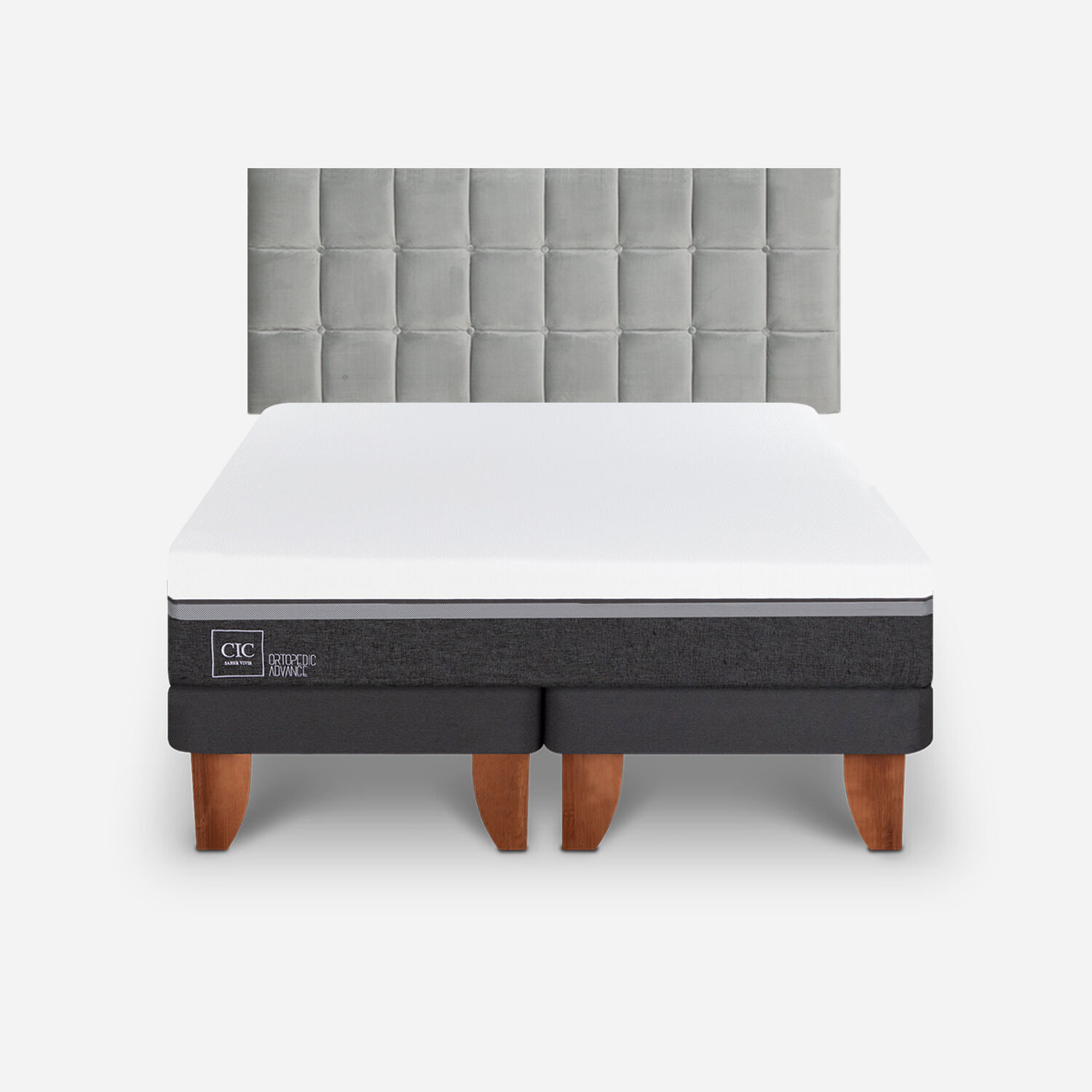 Cama Europea 2 Plazas Ortopedic Advance Base Dividida + Respaldo Sile