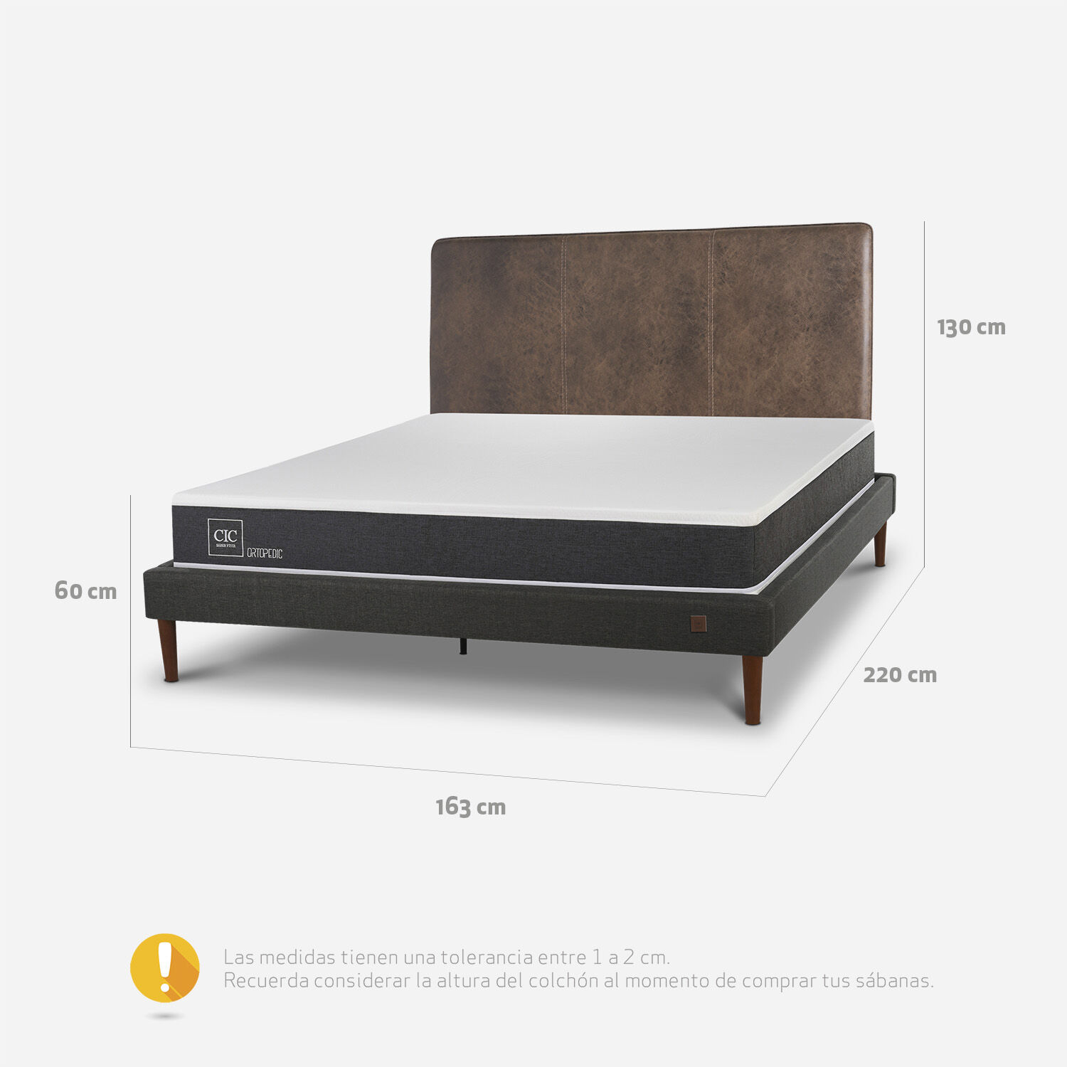 Cama Europea Curve 2 Plazas Ortopedic + Respaldo Baker