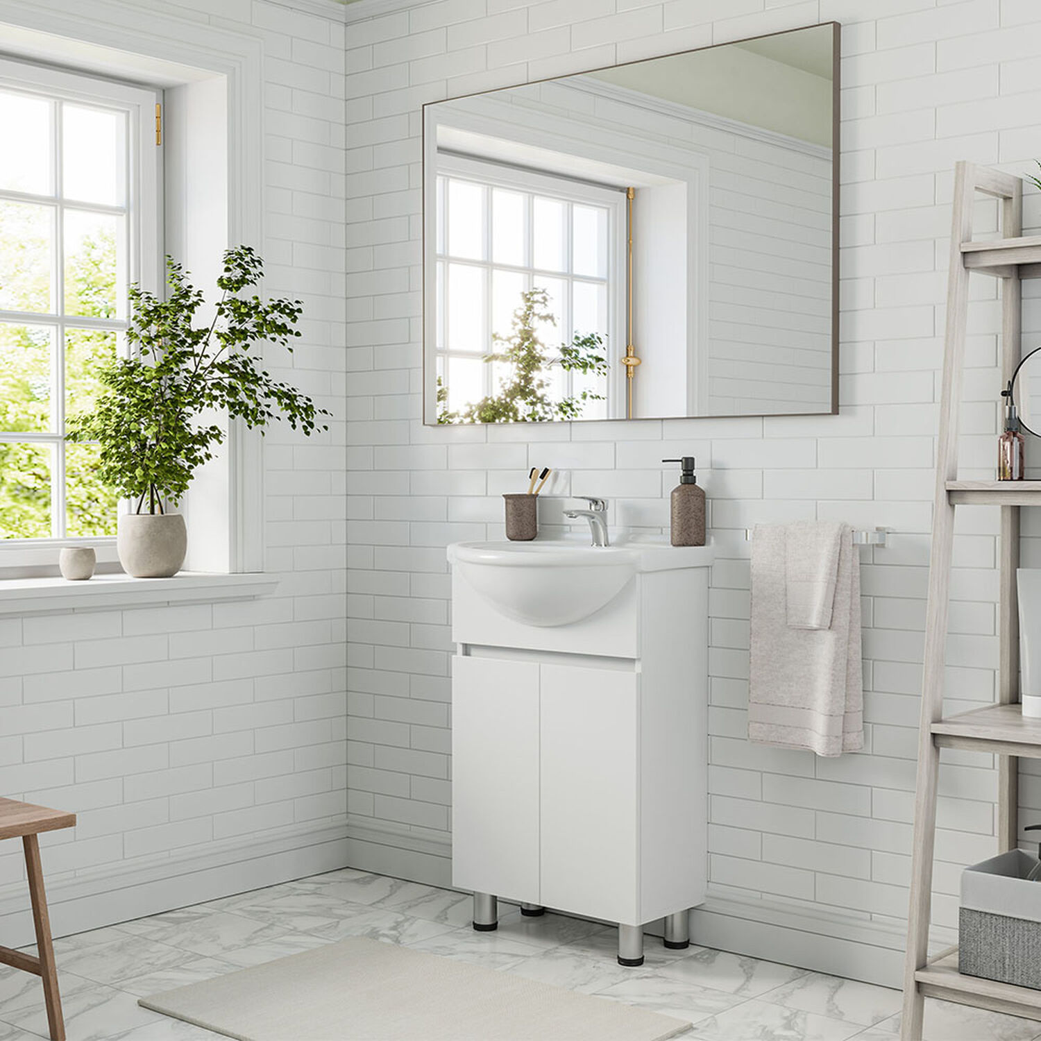 Vanitorio 2 Puertas Con Soportes Cannes Blanco 50 Cm.