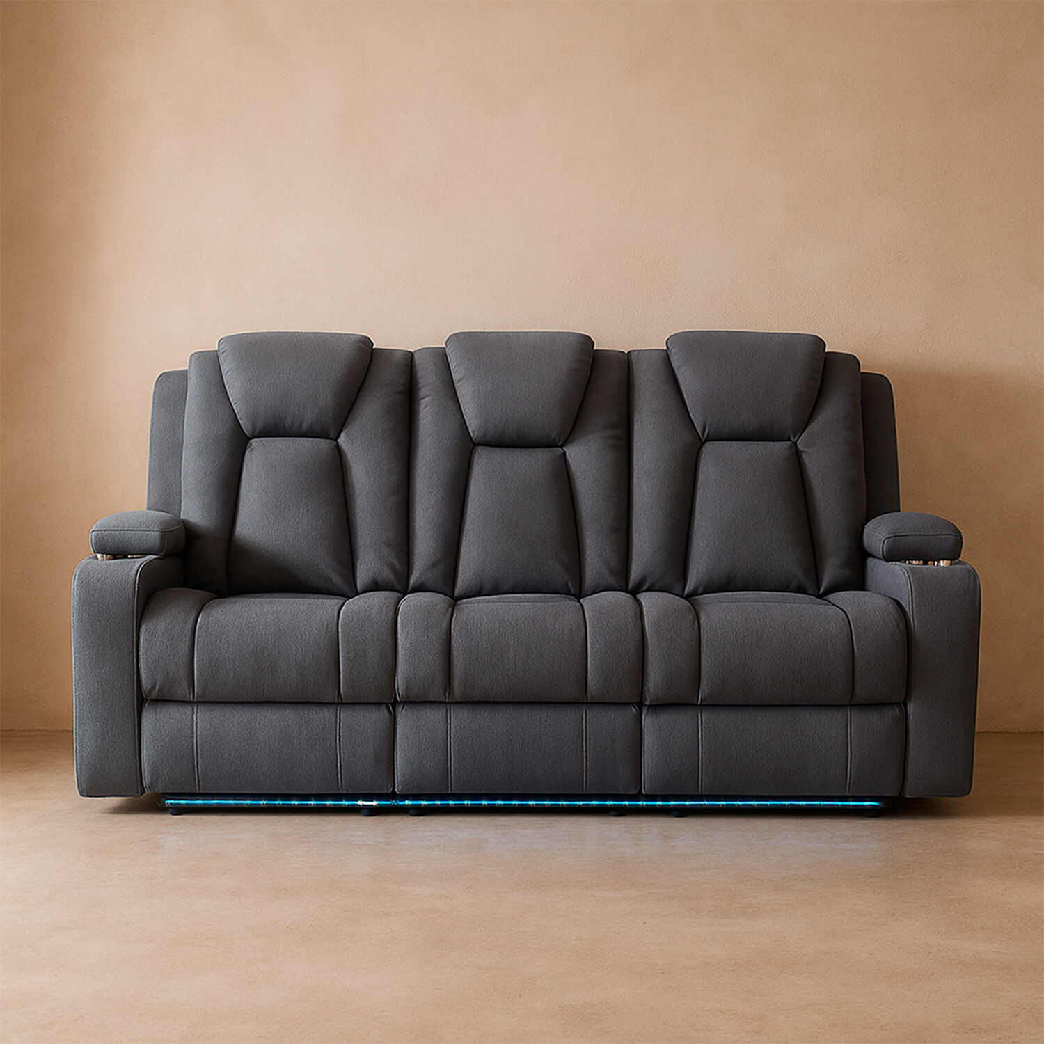 Sof&aacute; 3 Cuerpos Reclinable El&eacute;ctrico Granada Gris