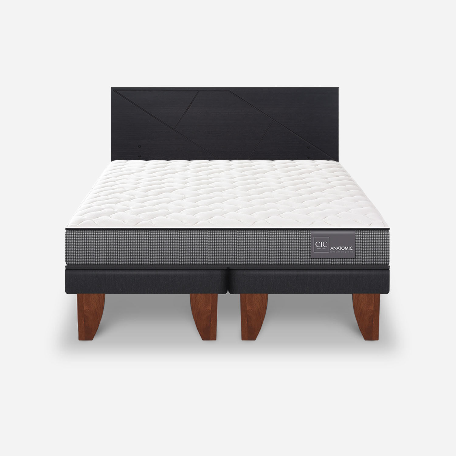 Cama Europea King Anatomic + Respaldo Villarrica Negro