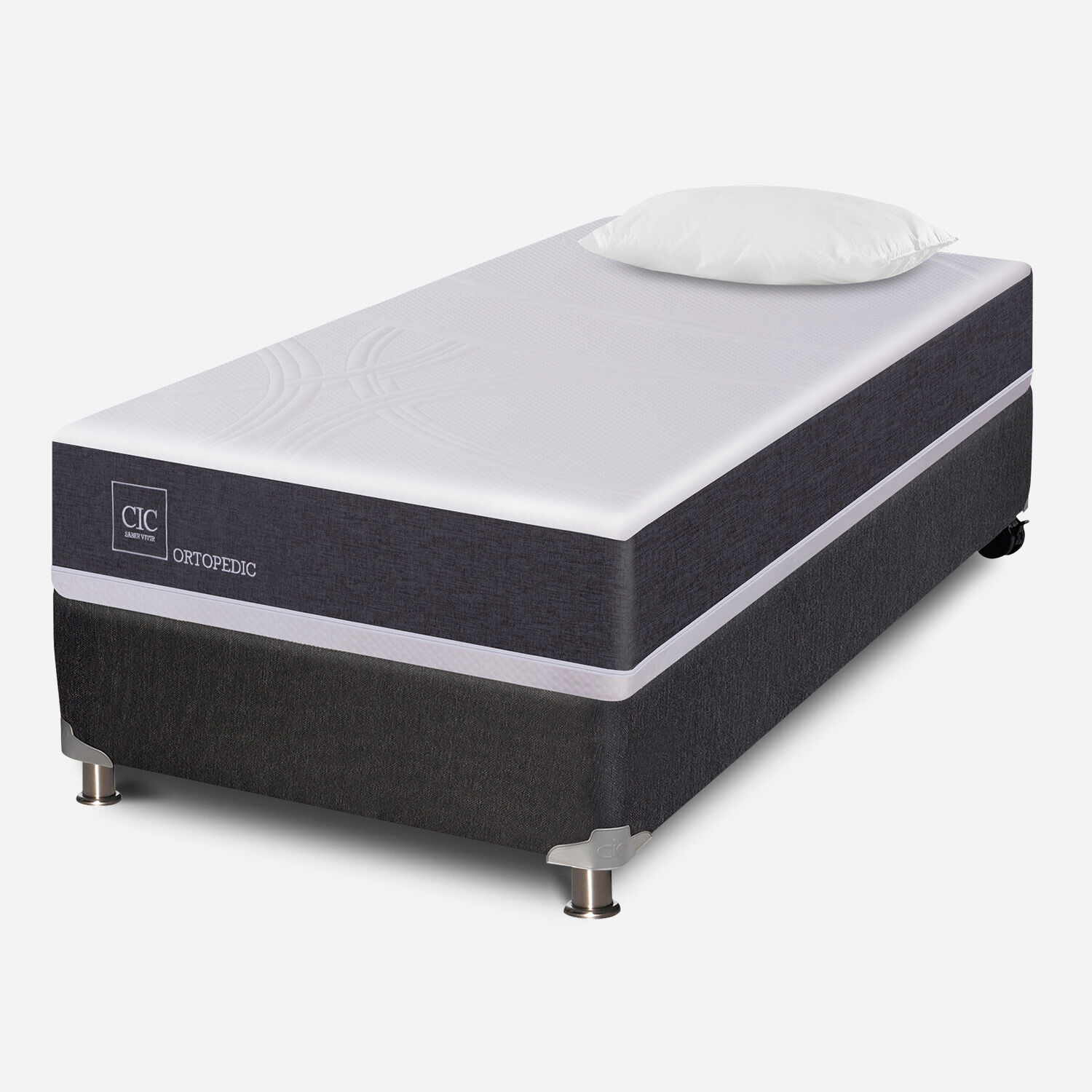 Box Spring 1 Plaza Ortopedic 5 Zonas + Almohada Viscoel&aacute;stica