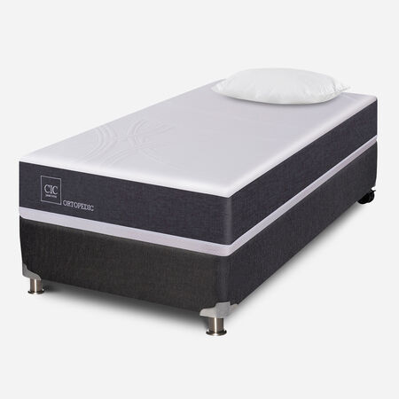 Box Spring 1 Plaza Ortopedic 5 Zonas + Almohada Viscoel&aacute;stica