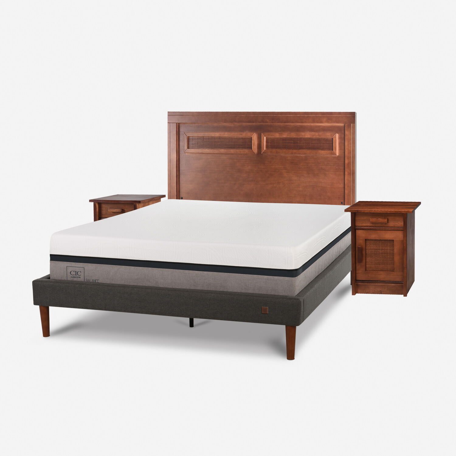Cama Europea Curve 2 Plazas Balance + Set Mil&aacute;n Caramel