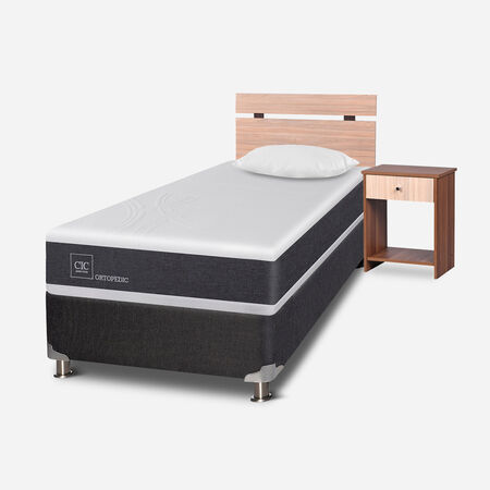 Box Spring 1,5 Plazas Ortopedic 5 Zonas + Almohada + Set Olmo