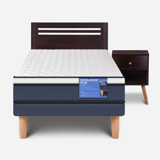 Cama Europea 1 Plaza Excellence Plus + Set Múnich