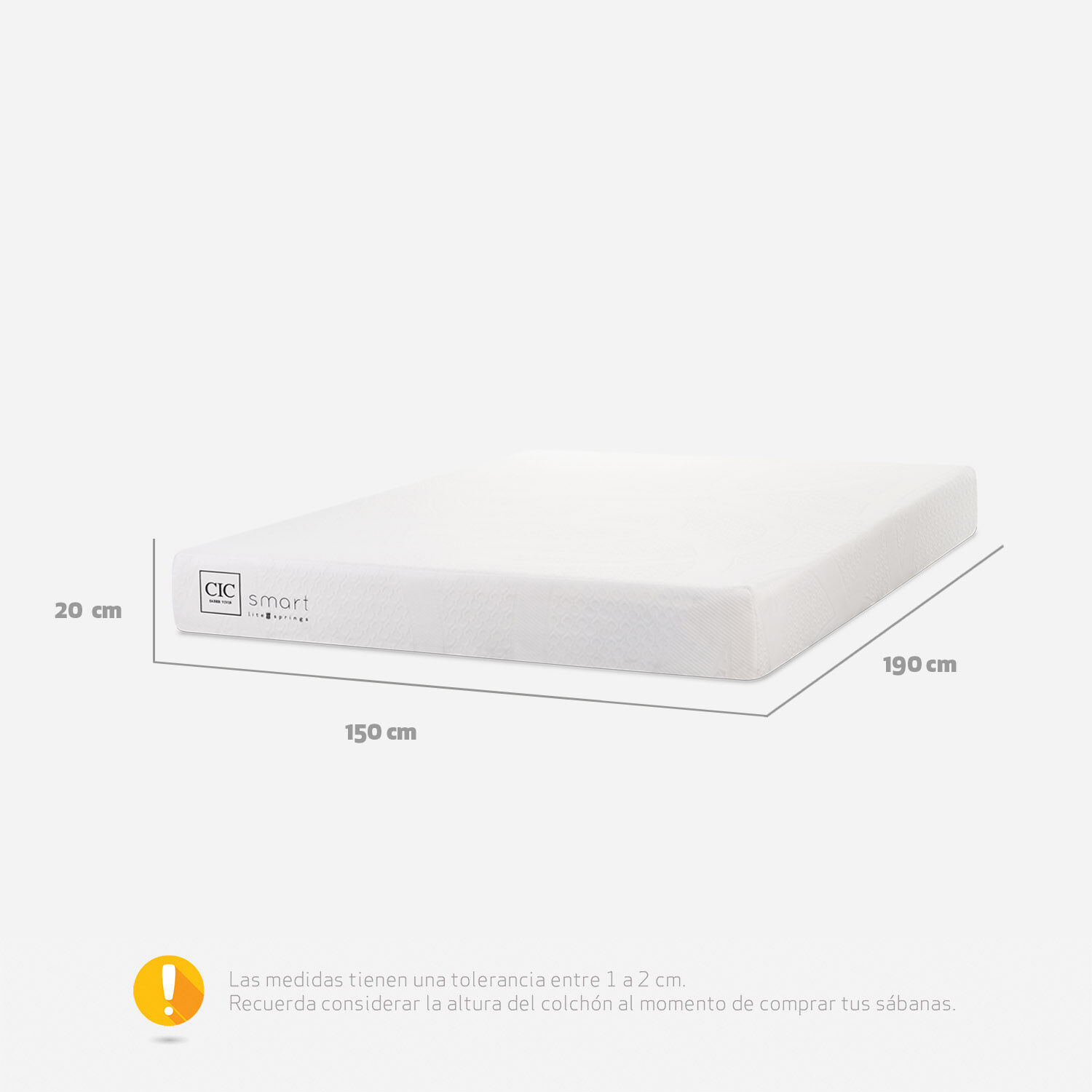 Colch&oacute;n 2 Plazas Smart Lite Spring 150 x 190