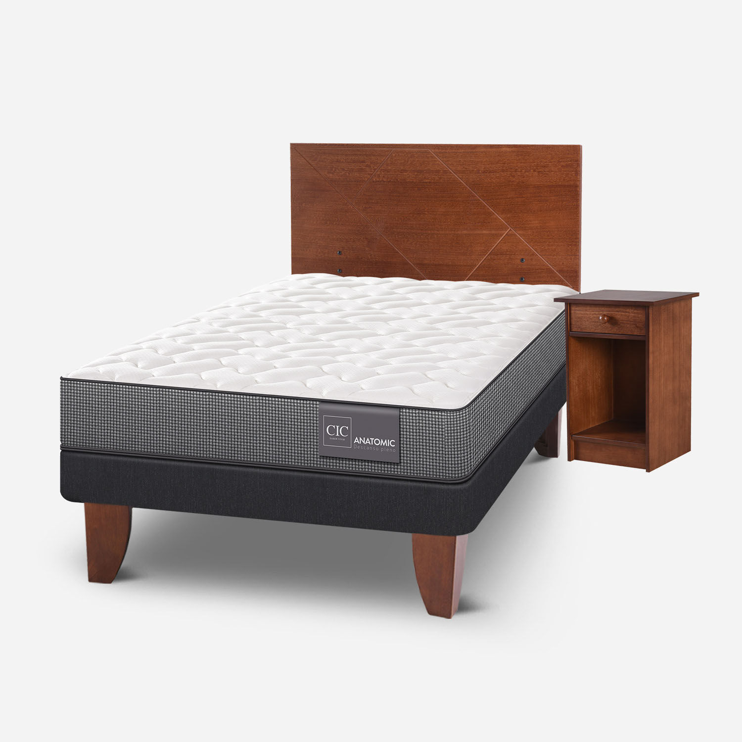 Cama Europea 1,5 Plazas Anatomic + Set Villarrica