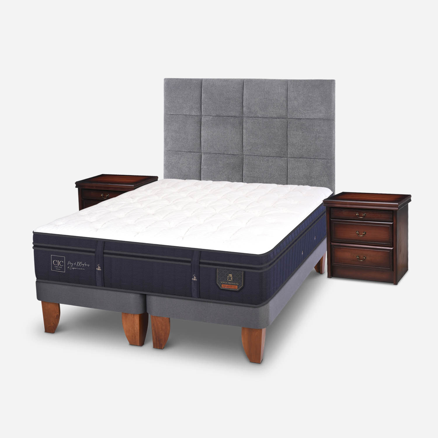 Cama Europea 2 Plazas Super Premium Base Dividida + Set Támesis