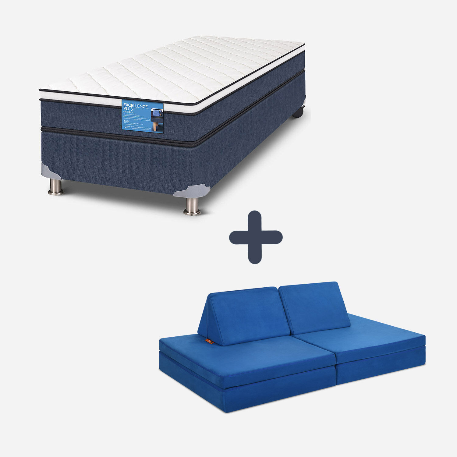 Pack Colchonetas CIC Kids Imperial Blue + Cama Americana 1 Plaza Excellence