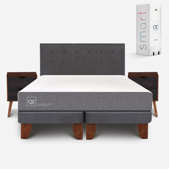 Cama Europea 2 Plazas Smart Base Dividida + Set Éufrates