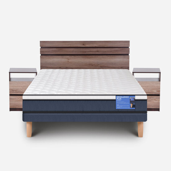 Cama Europea 2 Plazas Excellence Plus Base Normal + Set Ares