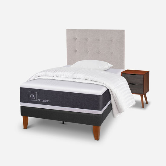 Cama Europea Curve 1.5 Plazas Ortopedic + Set Tigris + Almohada + Plumón