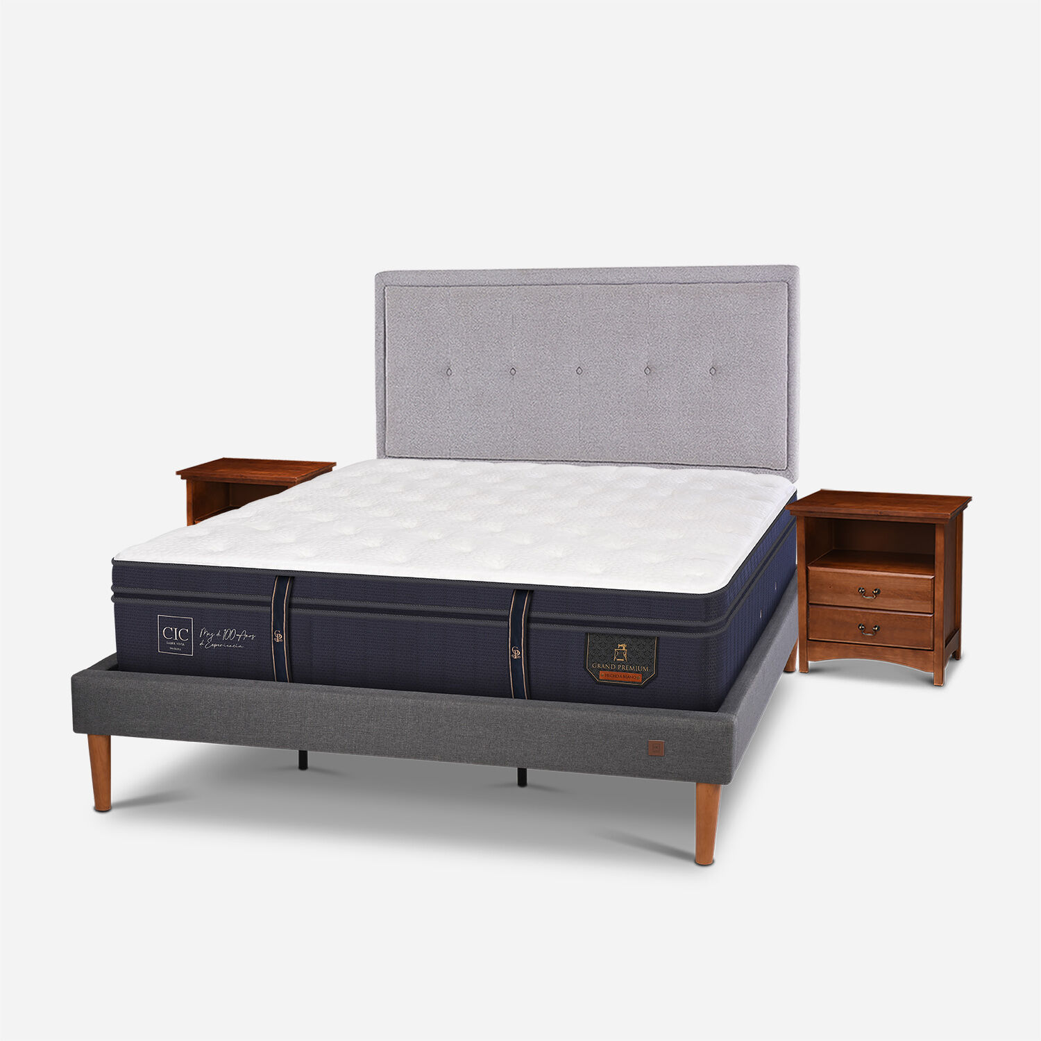 Cama Europea Curve King Grand Premium + Set Ganges