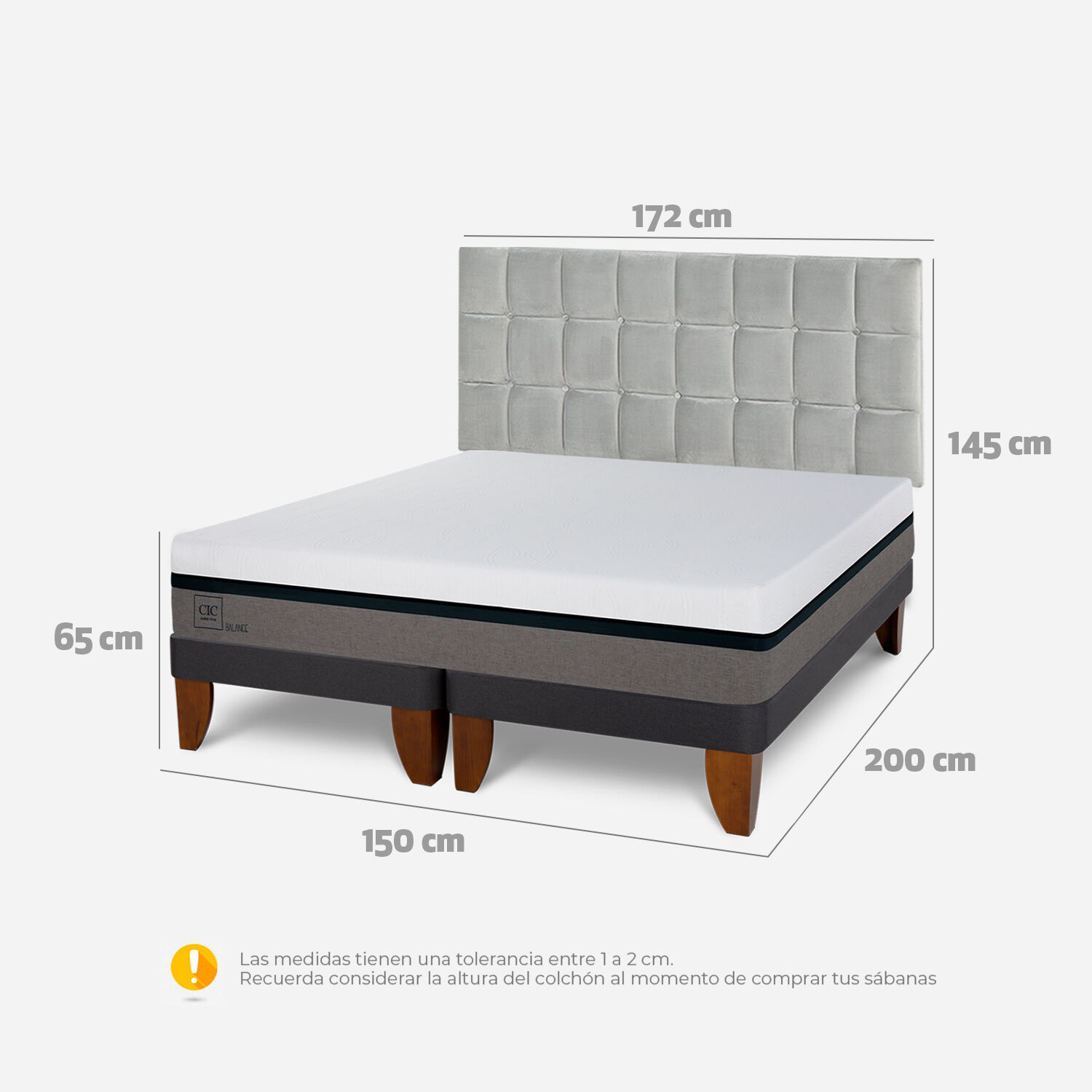 Cama Europea 2 Plazas Balance Base Dividida + Respaldo Sile