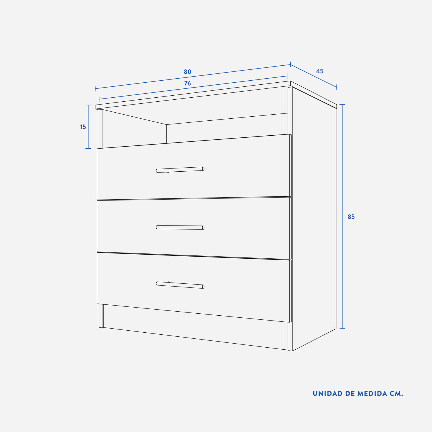 C&oacute;moda Cajonera TV 24" 3 Cajones Atria Wengue