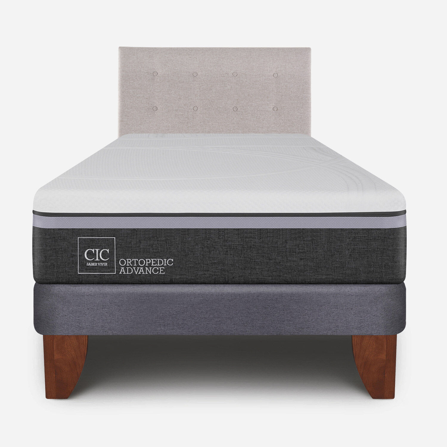 Cama Europea 1,5 Plazas Ortopedic Advance + Respaldo Tigris