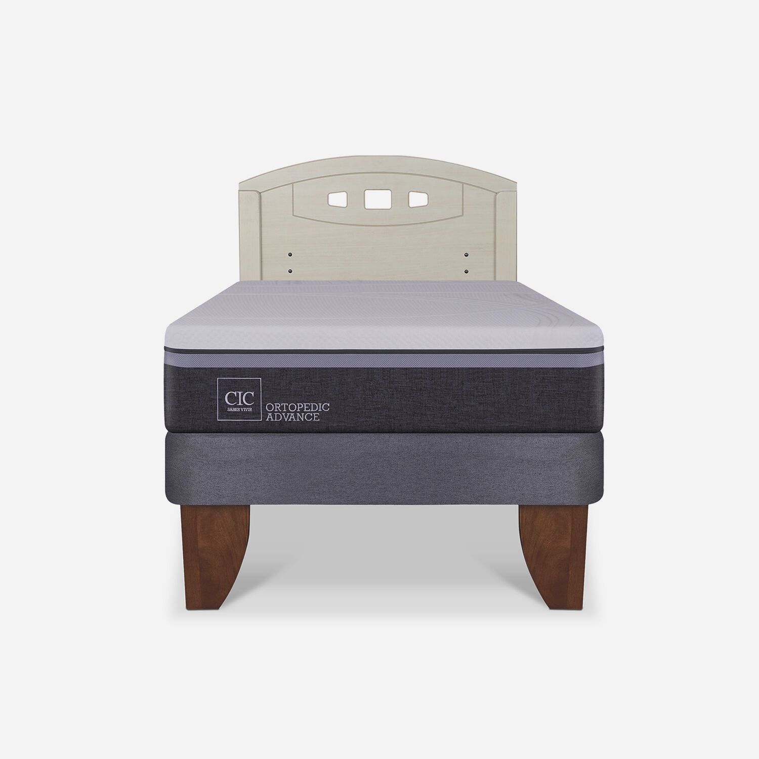 Cama Europea 1,5 Plazas Ortopedic Advance + Respaldo Gales Alpino