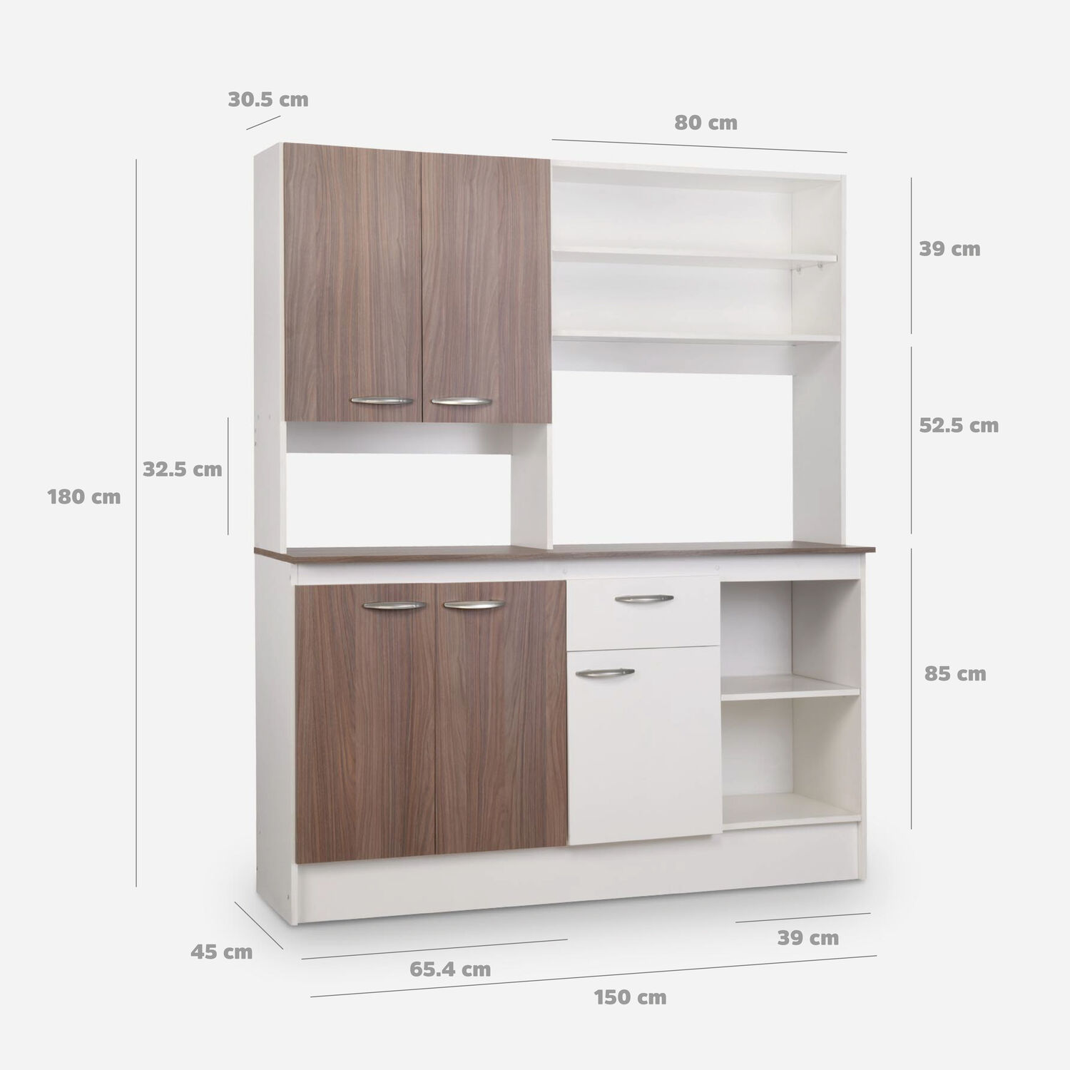 Mueble de Cocina 5 Puertas 1 Cajón Paula 150x180x45 Cm