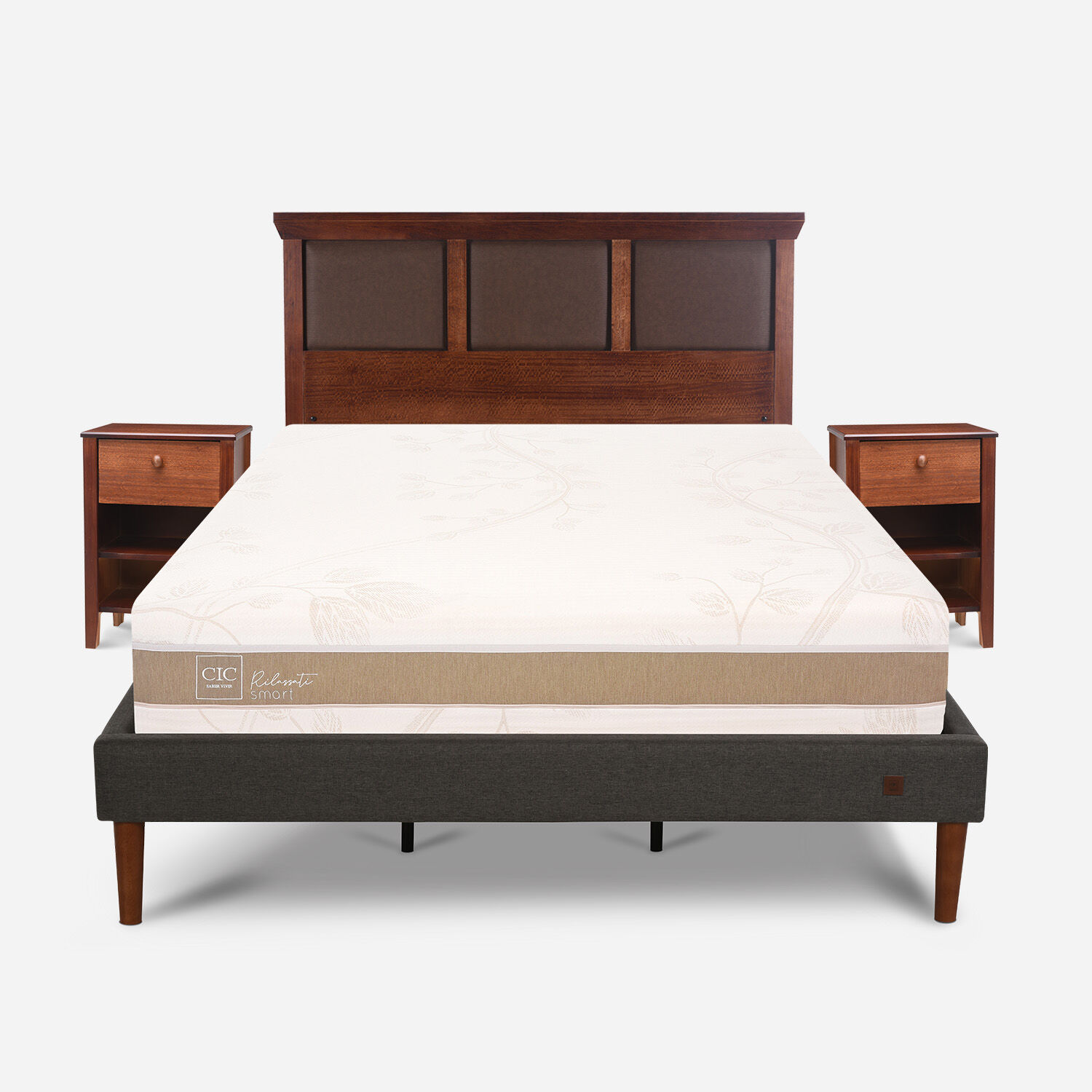 Cama Europea Curve King Rilassati Smart + Set New Torino Caramel