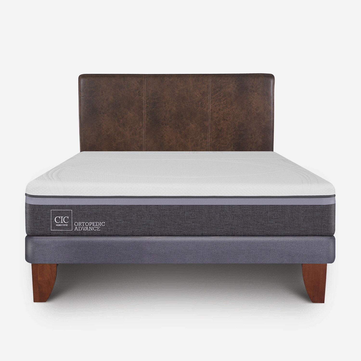 Cama Europea 2 Plazas Ortopedic Advance Base Normal + Respaldo Baker