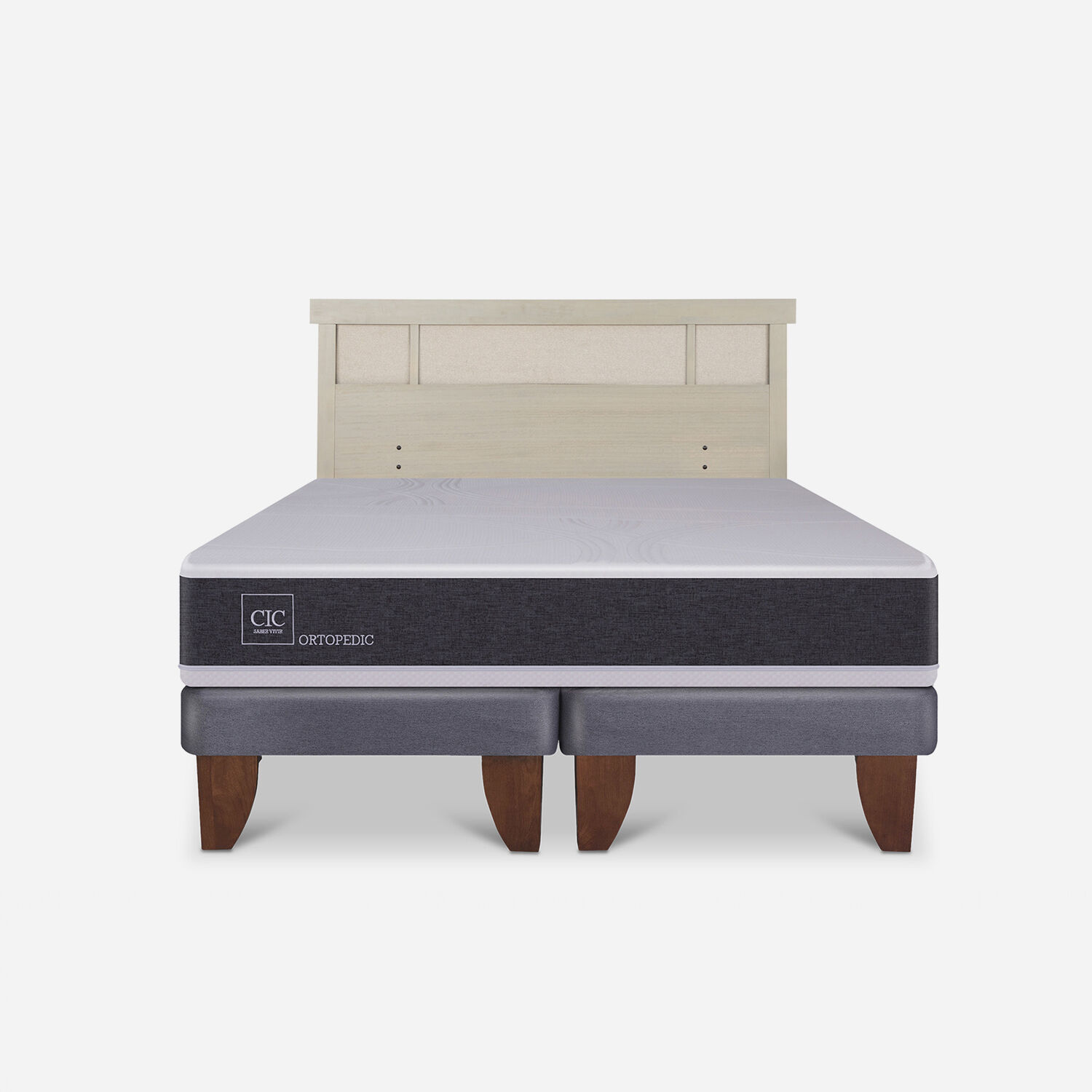 Cama Europea 2 Plazas Ortopedic Base Dividida + Respaldo M&uacute;nich Alpino