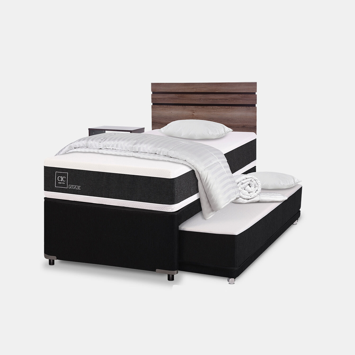Cama Nido Div&aacute;n Ortopedic + Set Ares + Almohadas + Plum&oacute;n