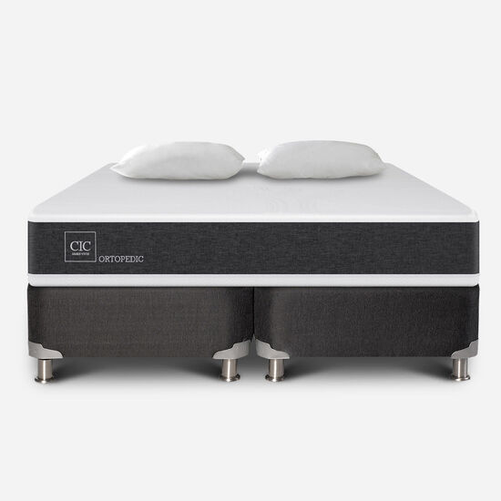 Box Spring 2 Plazas Ortopedic Base Divida 5 Zonas + Almohadas