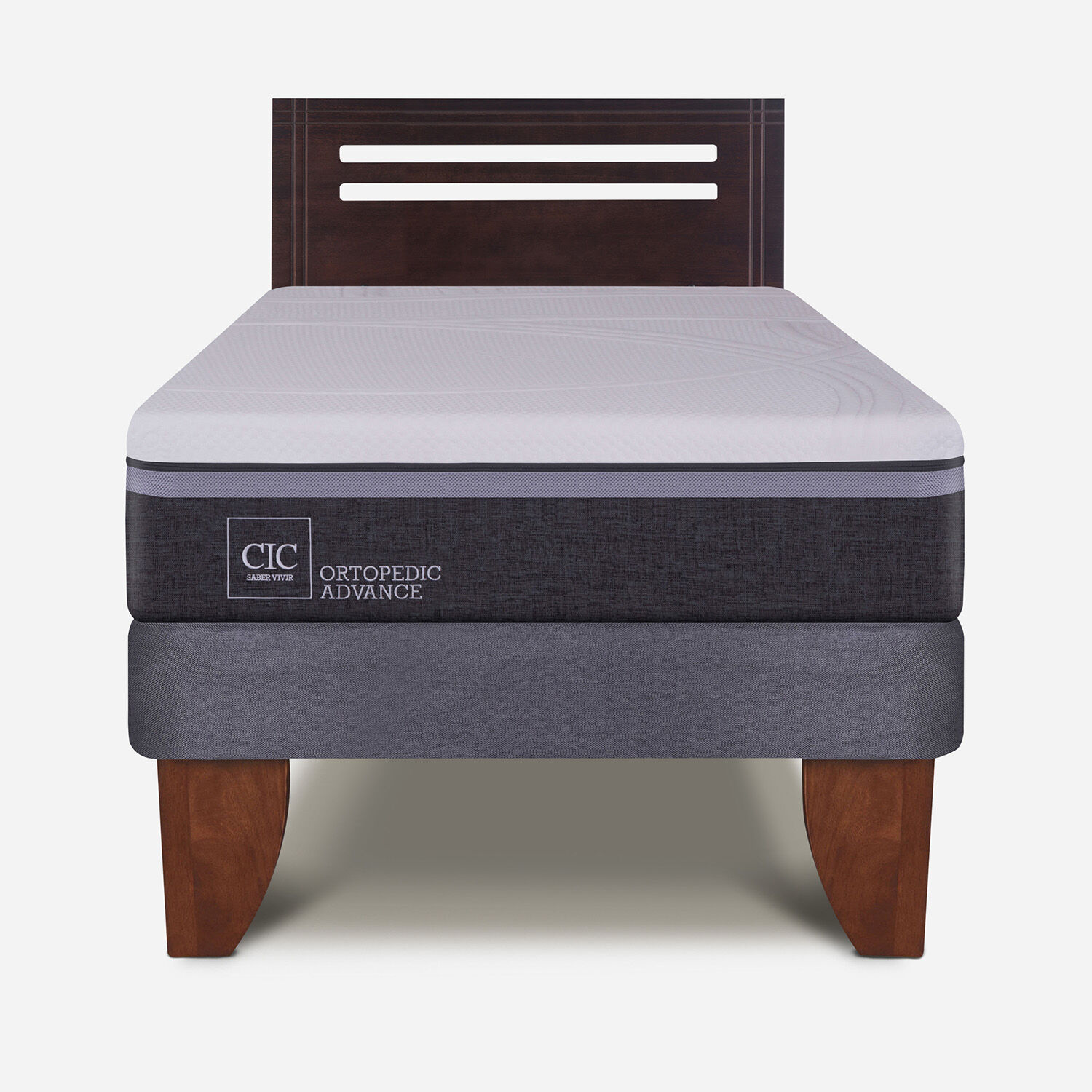 Cama Europea 1,5 Plazas Ortopedic Advance + Respaldo Múnich Chocolate