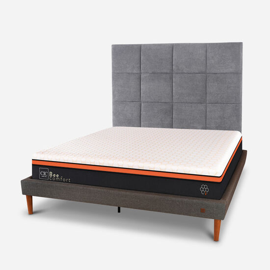 Cama Europea Curve 2 Plazas Bee Comfort + Respaldo Támesis