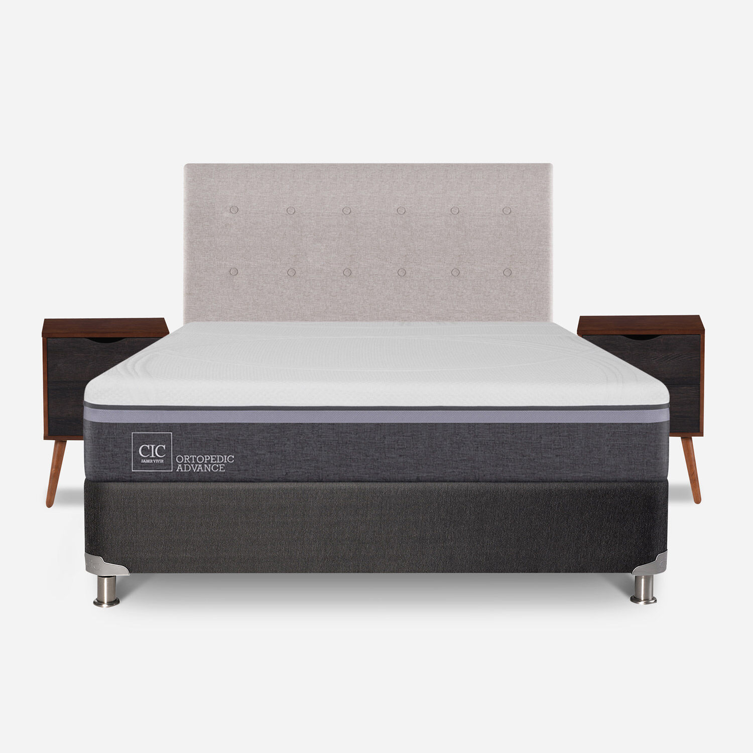 Box Spring 2 Plazas Ortopedic Advance Base Normal 5 Zonas + Set Tigris