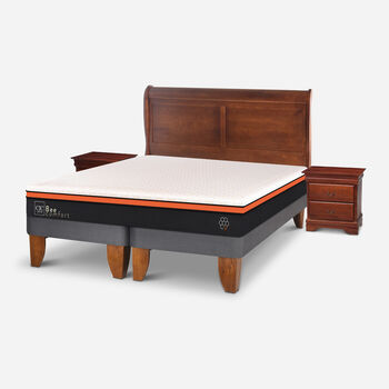 Cama Europea 2 Plazas Bee Comfort + Set Miro