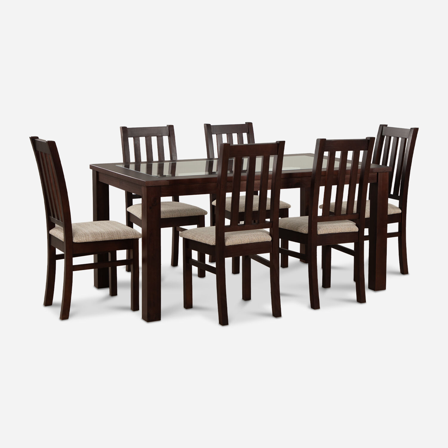 Comedor de Vidrio 6 Sillas &Ntilde;uble Chocolate - Beige