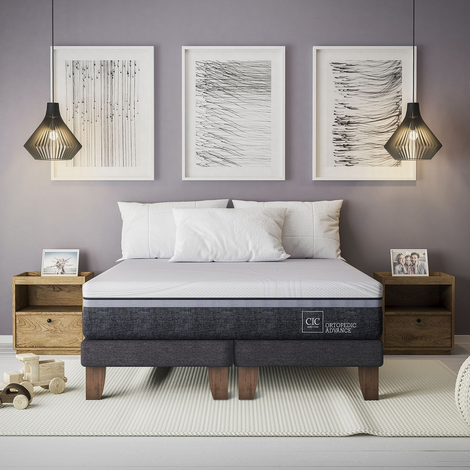 Cama Europea 2 Plazas Base Dividida Ortopedic Advance + Respaldo Dublín Caramel