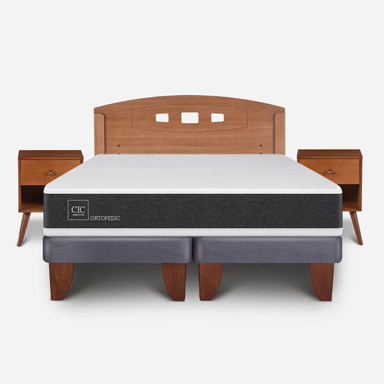 Cama Europea 2 Plazas Ortopedic Base Dividida + Set Gales