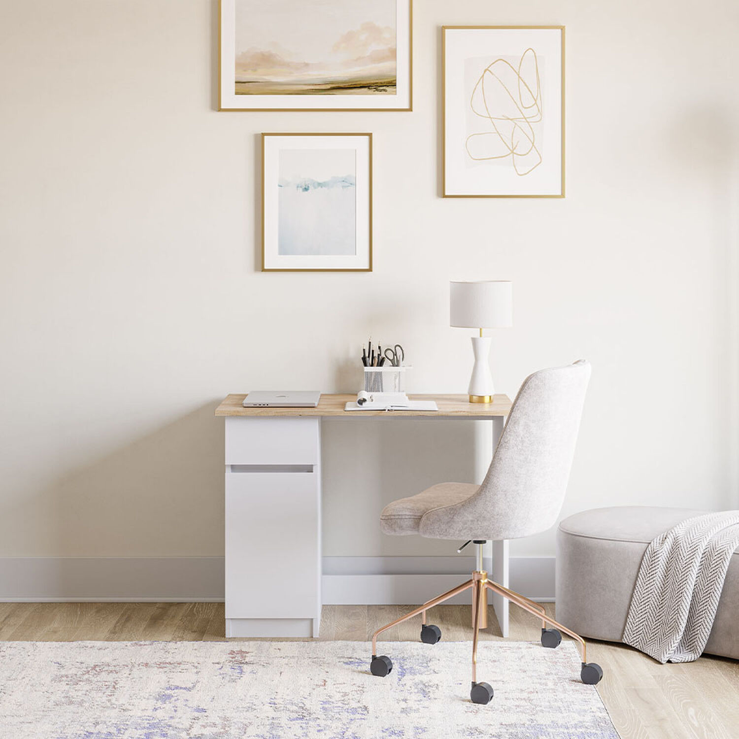 Escritorio 1 Puerta 1 Caj&oacute;n New Olmo Alpino Blanco