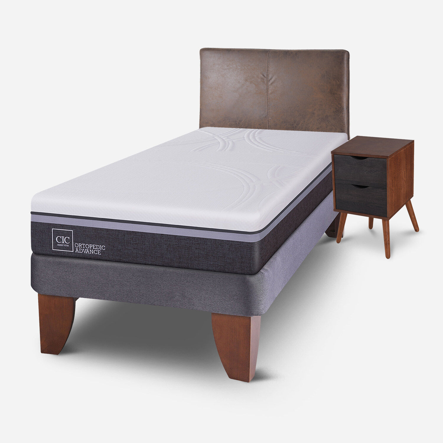 Cama Europea 1.5 Plazas Ortopedic Advance + Set Baker