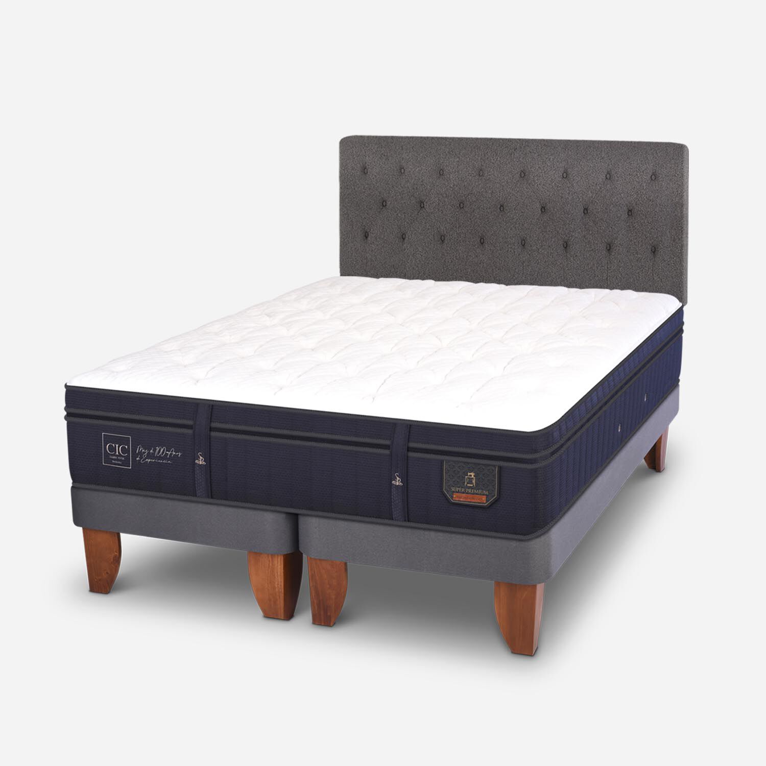 Cama Europea King Super Premium + Respaldo Kavery