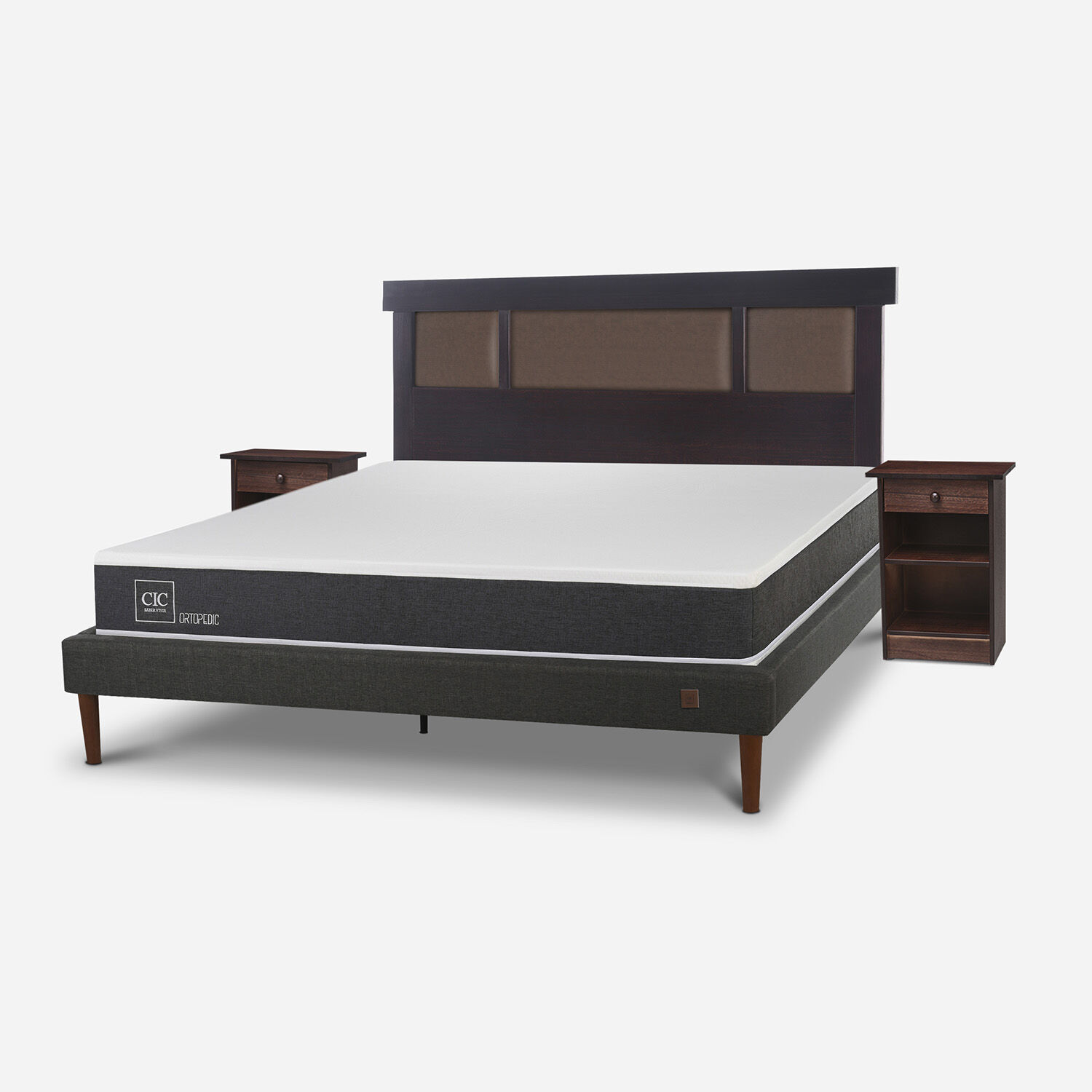 Cama Europea Curve 2 Plazas Ortopedic + Set Dubl&iacute;n Chocolate